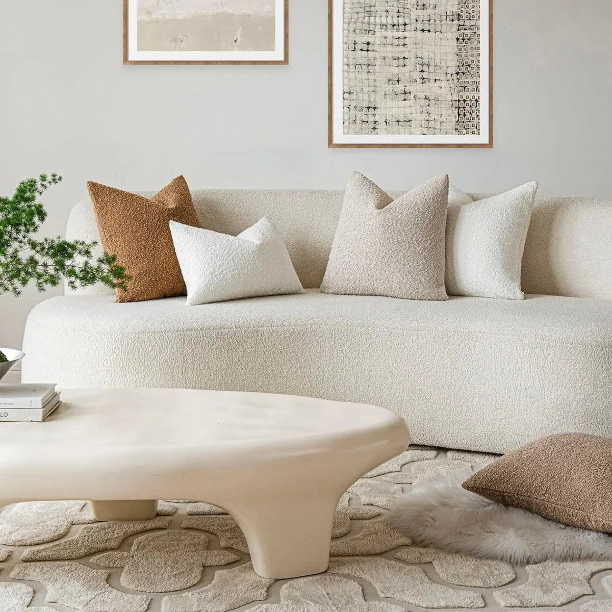 Luxusní bouclé povlak na polštář 45 x 45 cm – nadčasový komfort a styl